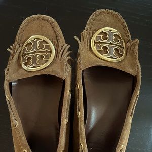 Tory Burch fringe suede slides